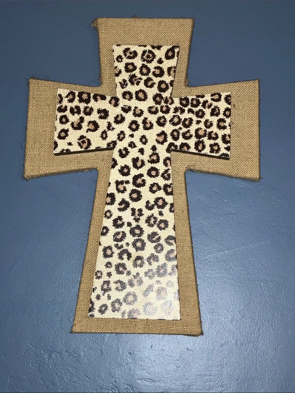 Source Unknown Leopard Print Cross Wall Art - Tan, Black, White